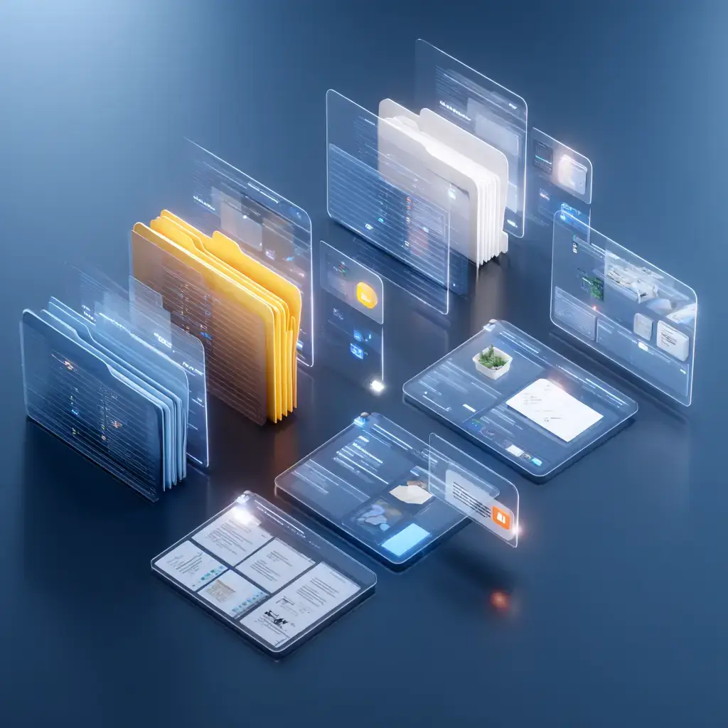Digitales Dokumentenmanagement-System mit strukturierten Ordnern und Dateien – Darstellung der gelenkten Dokumentation nach ISO 9001.“