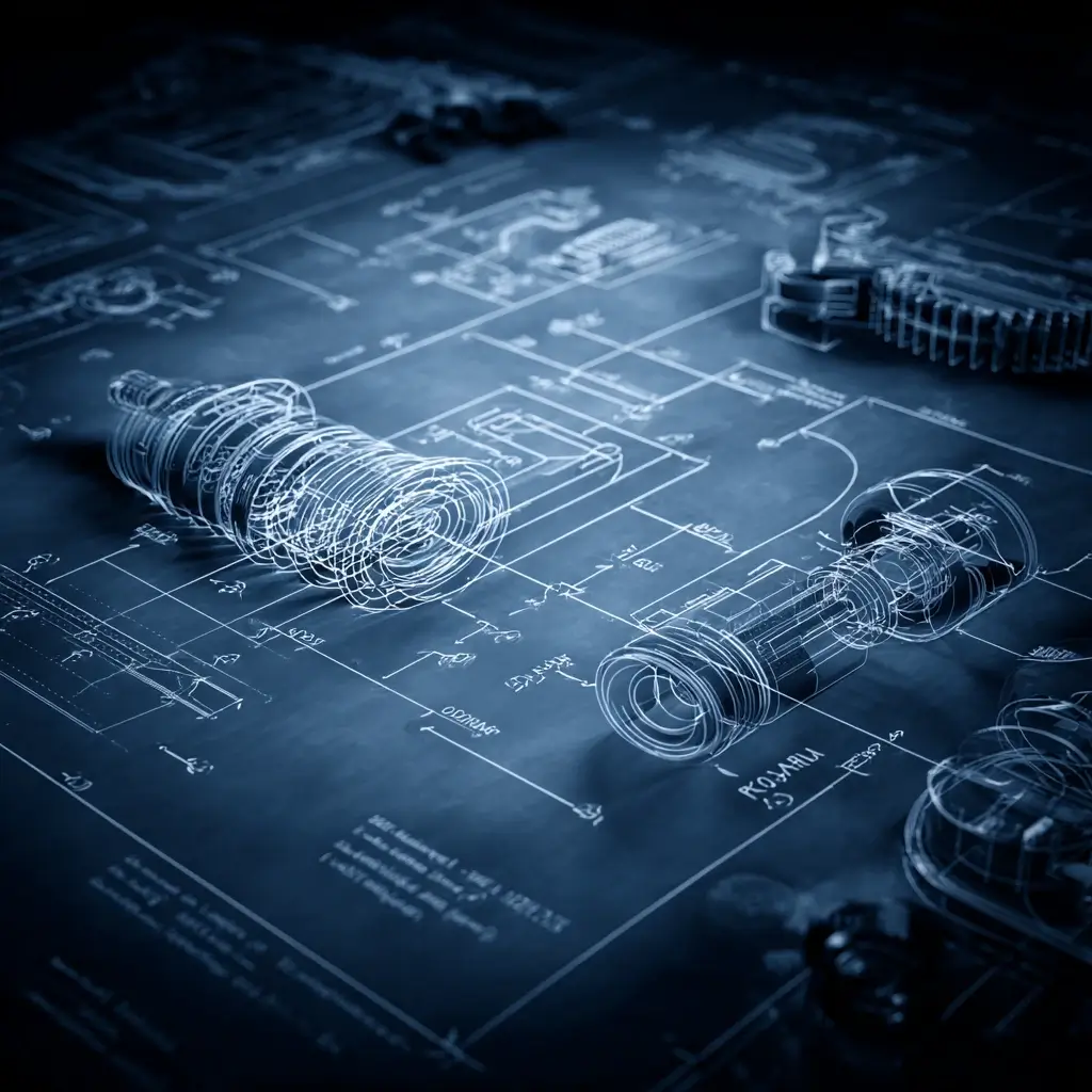 Abstrakte FMEA-Darstellung als technische Blaupause für Risikobewertung.