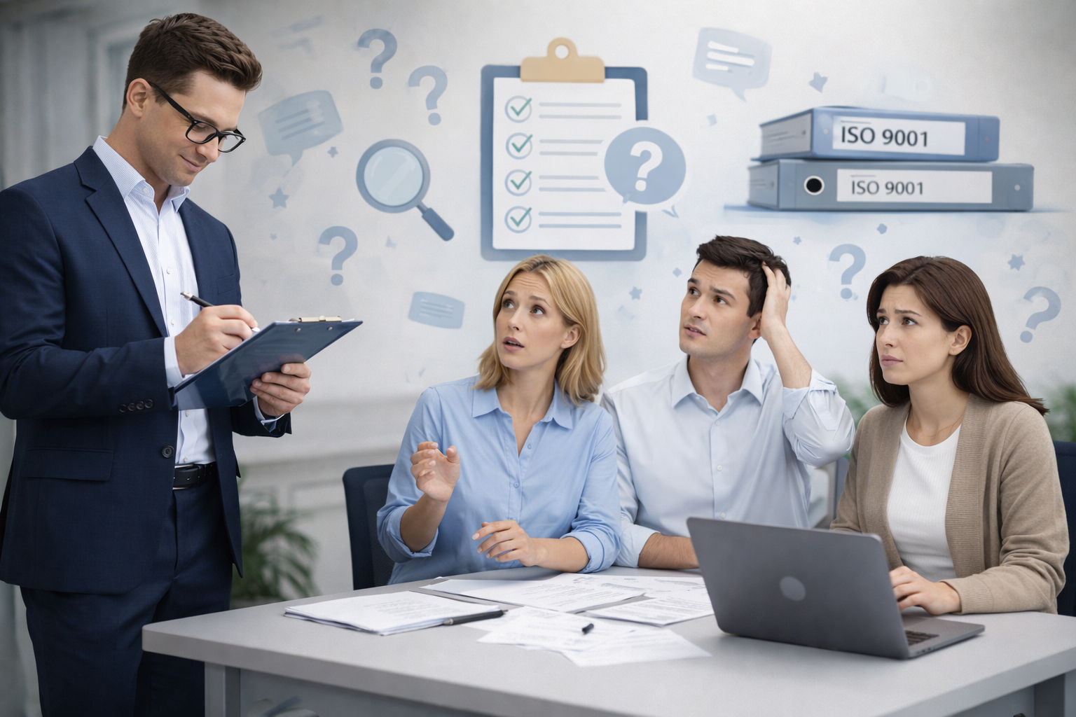 Zertifizierungsaudit nach ISO 9001: Auditor stellt Fragen, Mitarbeitende reagieren unsicher – typische Herausforderungen im Auditprozess