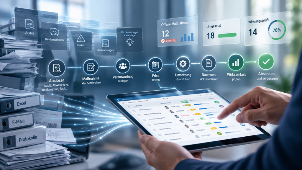 Maßnahmenmanagement digitalisieren – von Excel, E-Mails und Protokollen zu einem zentralen digitalen Prozess