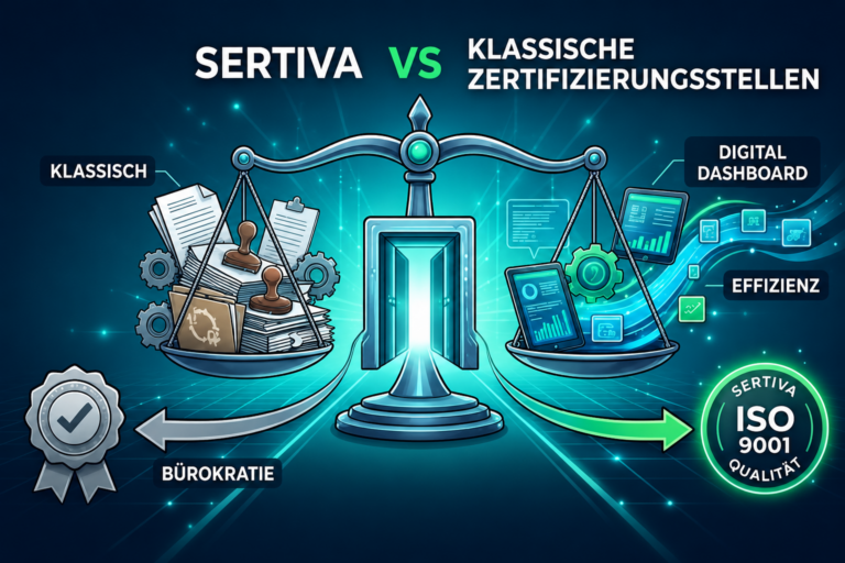 Mehr über den Artikel erfahren Sertiva vs. klassische Zertifizierungsstellen: Unterschiede im Ansatz, Prozess und Audit