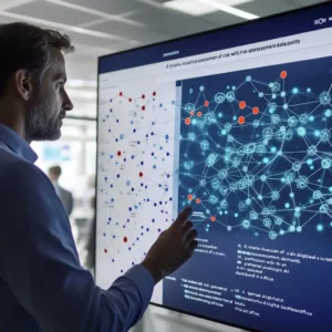 Effizientes Qualitätsmanagement mit KI: Visualisierung komplexer Daten auf interaktiven Dashboards.