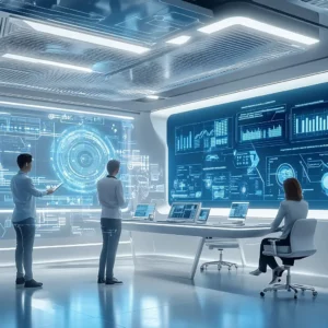 Schulungsräume der Zukunft: Interaktive KI-Displays für personalisierte Weiterbildungen im Qualitätsmanagement.
