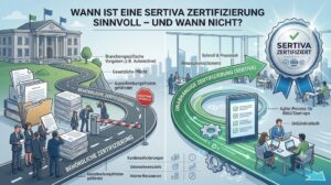 Wann ist eine Sertiva Zertifizierung sinnvoll? Vergleich zwischen unabhängiger Sertiva Zertifizierung und klassischer akkreditierter Zertifizierung für Unternehmen nach ISO 9001.