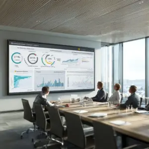 KPI-Dashboard zur Bewertung der Leistung: Team analysiert Trends, Heatmaps und Kennzahlen zur Prozesssteuerung. Bewertung der Leistung