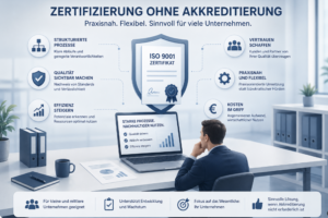 Vorteile einer ISO 9001 Zertifizierung ohne Akkreditierung für Unternehmen: strukturierte Prozesse, Vertrauen, Effizienz und Praxisnähe
